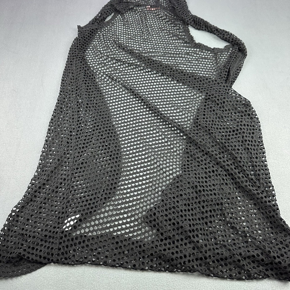 SJS Black Hooded Mesh Swim Cover Up Sleeveless Crochet Beach Cover-Up Plus 3X - Picture 8 of 8